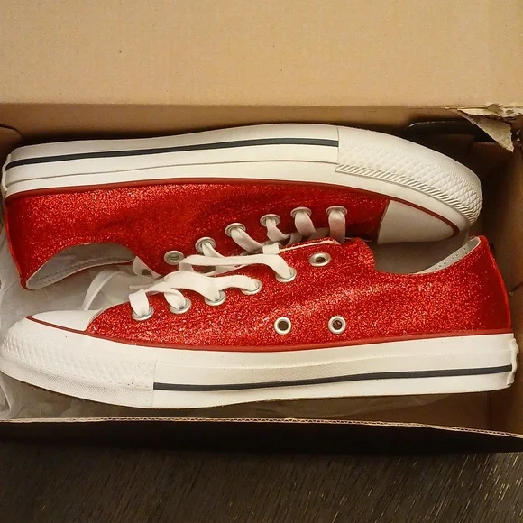 Low Top Converse Glitter Chucks Top Converse Red Sparkle Converse